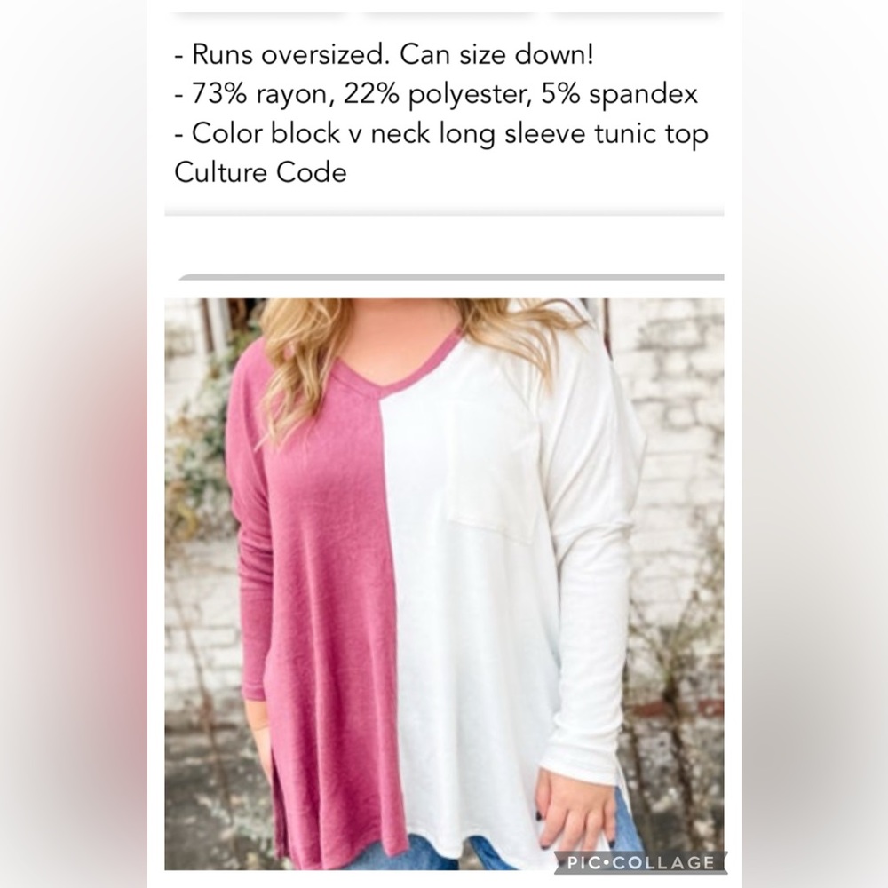 Culture Code large, color block V-neck top. Very oversized, 1X can wear NWOT